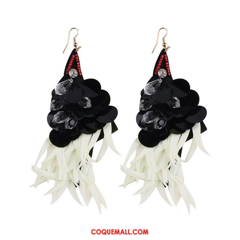 Boucles D'oreilles Femme Vacances Noir Et Blanc Accessoires, Boucles D'oreilles Noir Mode Beige