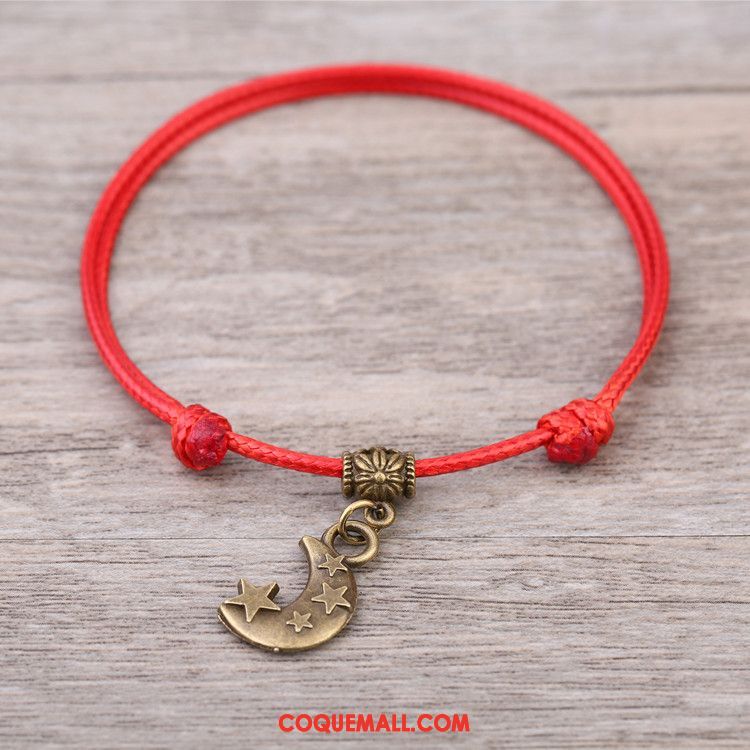 Bracelet De Cheville Femme Rétro Rouge Simple, Bracelet De Cheville Homme Bracelet