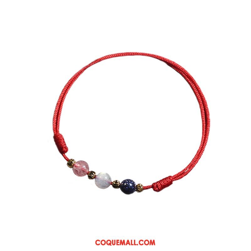 Bracelet De Cheville Femme Étudiant Rétro Rouge, Bracelet De Cheville Simple Manuel