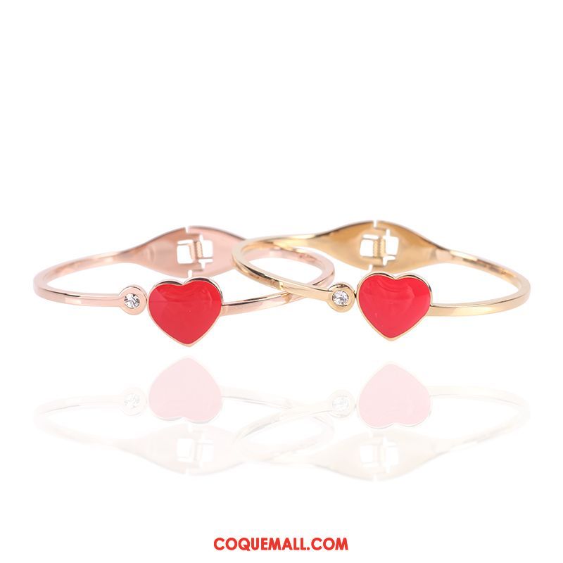 Bracelets Femme Rouge Cœur Jaune, Bracelets Couleur Rose Gold