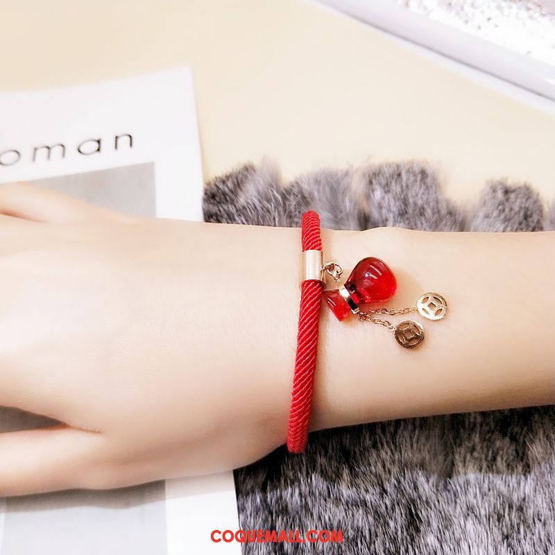 Bracelets Femme Tissage Le Nouveau Accessoires, Bracelets Rouge Rose Gold