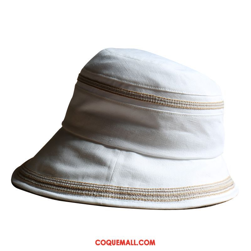 Casquette Chapeau Femme Lumière Lin Voyage, Casquette Chapeau Petit Blanc