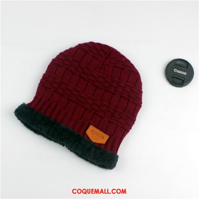 Casquette Chapeau Homme Garder Au Chaud Tendance Vin Rouge, Casquette Chapeau Bonnet Tricoté Hiver