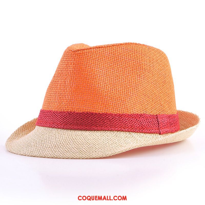 Casquette Chapeau Homme Le Jazz Mode Chapeau De Paille, Casquette Chapeau Chapeau Britanique Orange