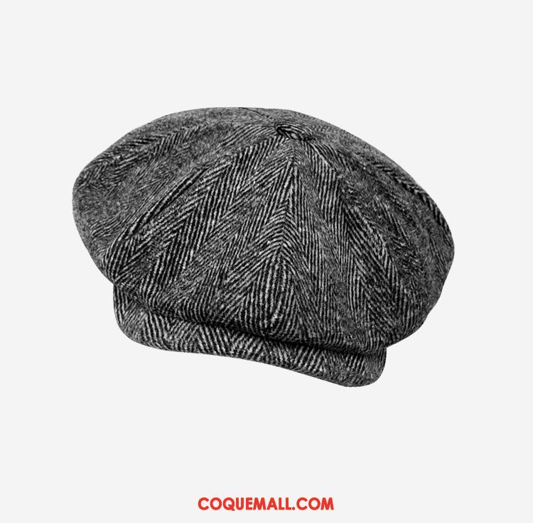 Casquette Chapeau Homme Noir Britanique Rétro, Casquette Chapeau Gris Anis Étoilé Hell