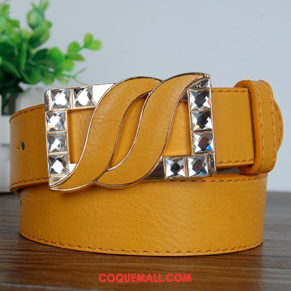 Ceinture Femme All-match Cristal Jaune, Ceinture Décoration Jeans