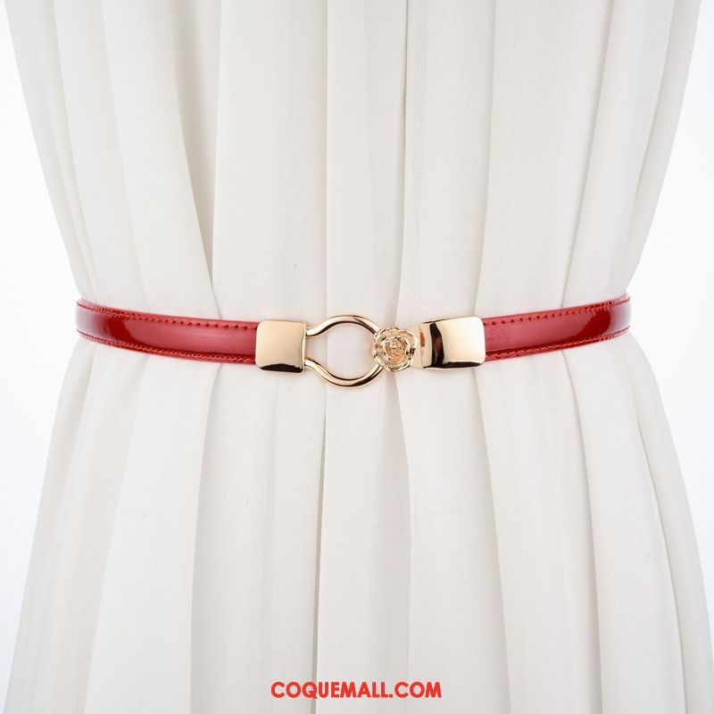 Ceinture Femme All-match Décoration Bien, Ceinture Cuir Verni Doux