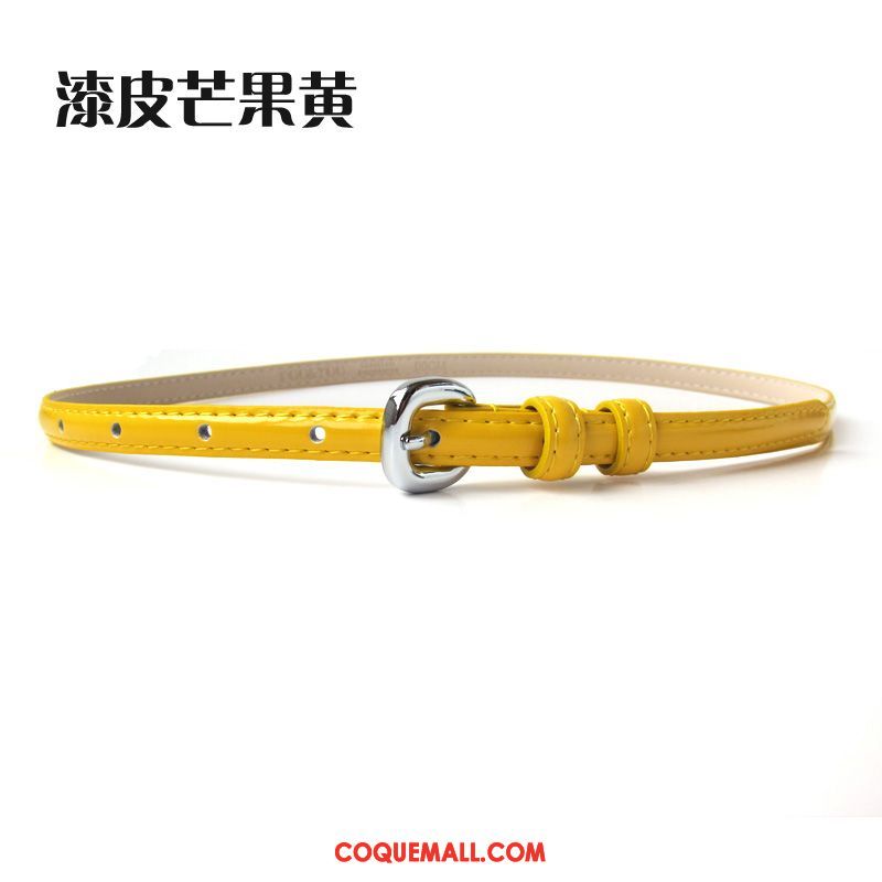 Ceinture Femme All-match Jaune Cuir Verni, Ceinture Blanc Simple Dunkel