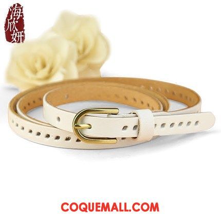 Ceinture Femme Blanc All-match Cuir De Vache, Ceinture Bien Mode