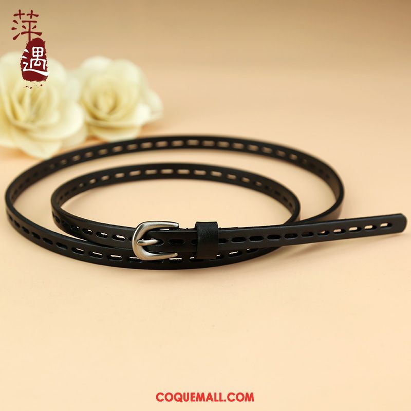 Ceinture Femme Couche De Tête Pure Noir, Ceinture Loisir All-match