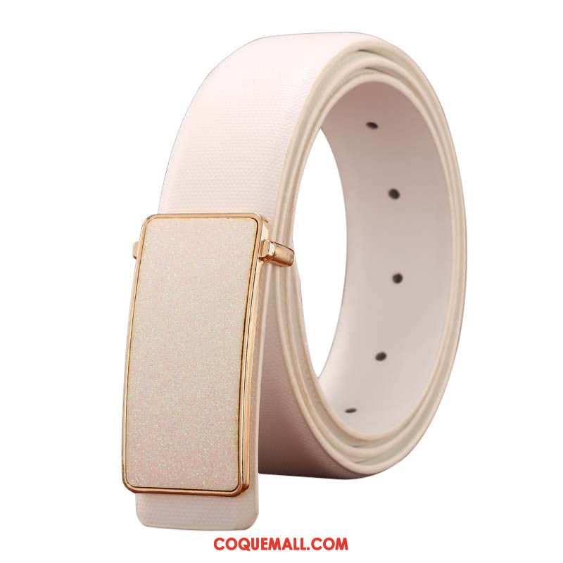 Ceinture Femme Cuir De Vache Blanc Lisse, Ceinture Noir All-match