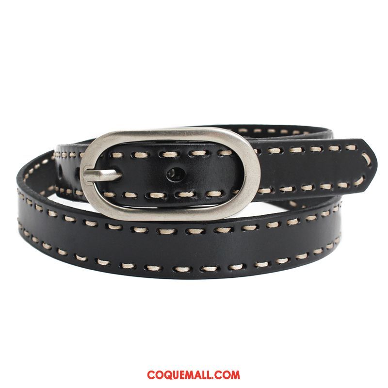 Ceinture Femme Cuir De Vache Célébrité Bien, Ceinture Noir Tissage