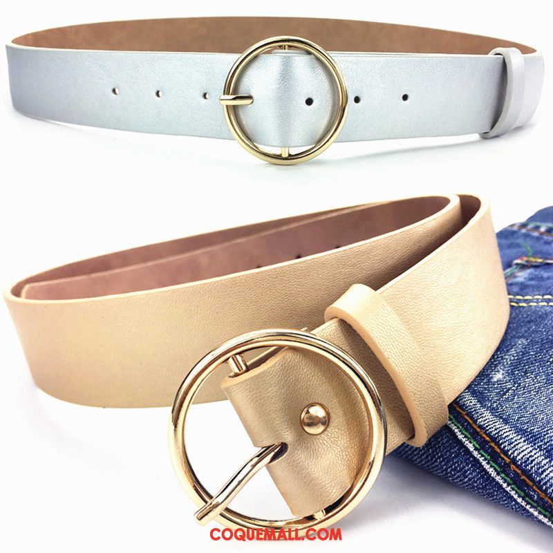 Ceinture Femme Décoration All-match Argenté, Ceinture Jeans Simple Gold