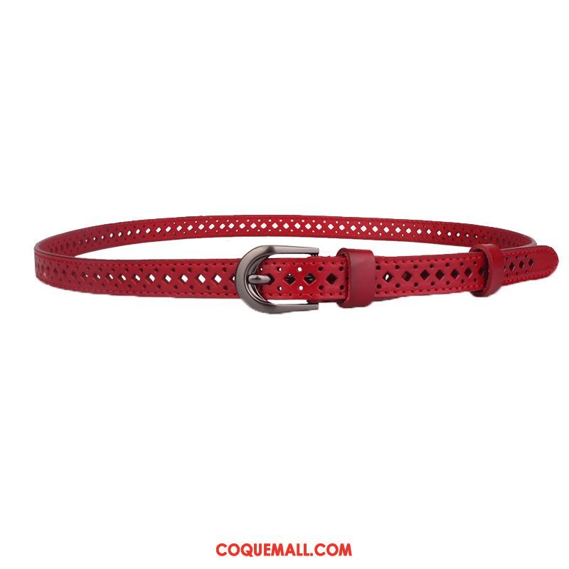 Ceinture Femme Jeans Rouge Simple, Ceinture Étudiant Cuir Véritable