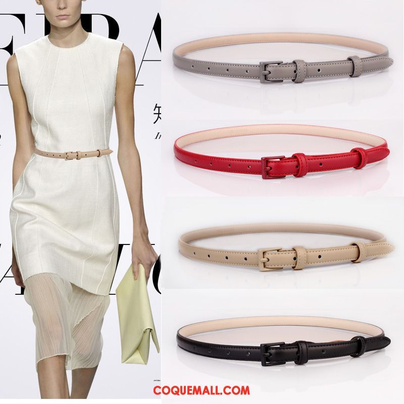 Ceinture Femme Noir Rouge Décoration, Ceinture Mode Cuir Véritable Beige Farbe