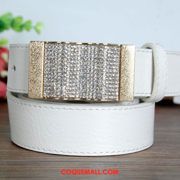 Ceinture Femme Pierres De Strass Modèles Féminins All-match, Ceinture Blanc Tendance