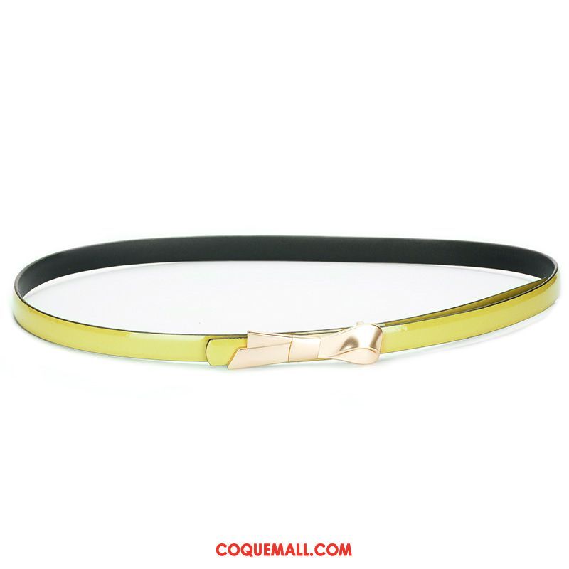 Ceinture Femme Simple Cuir Véritable Étudiant, Ceinture Jaune Général