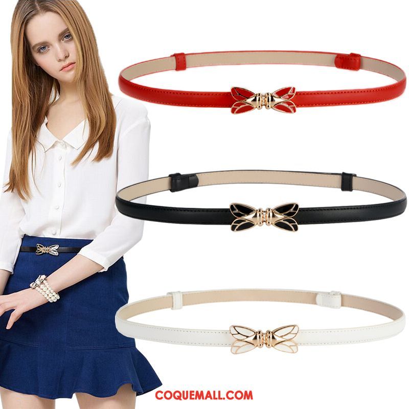 Ceinture Femme Simple Noir All-match, Ceinture Décoration Cuir Véritable