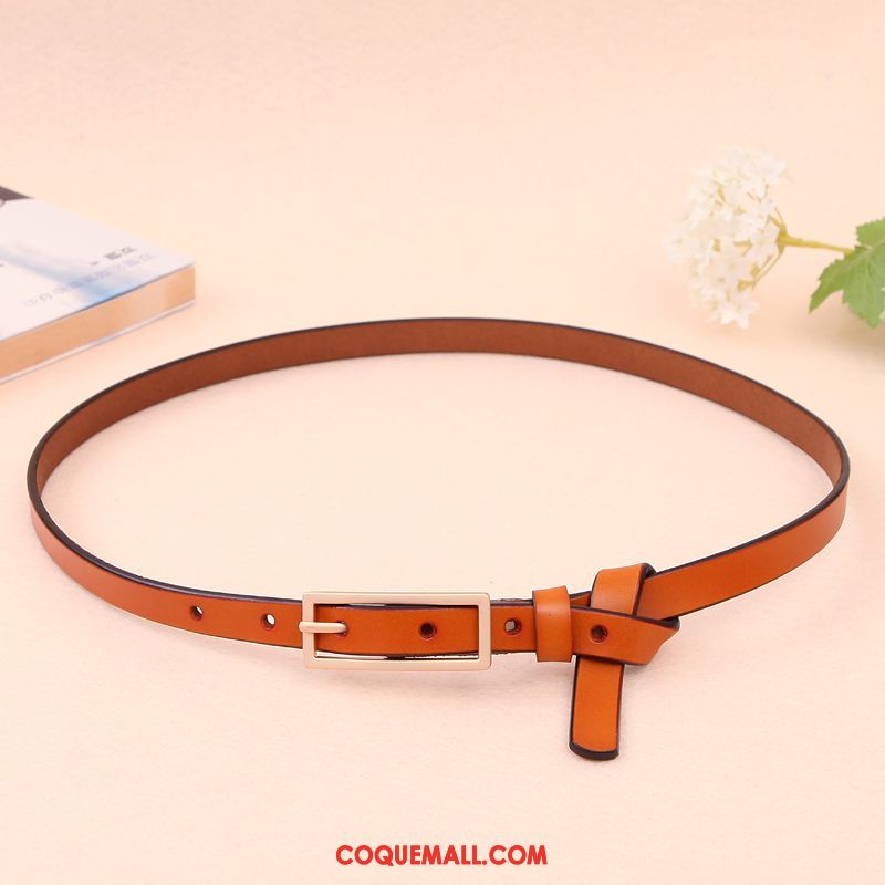 Ceinture Femme Élégant Rouge Décoration, Ceinture All-match Cuir Véritable Braun