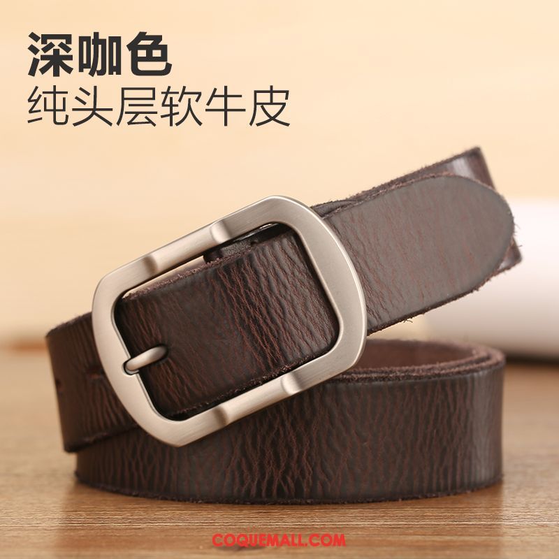 Ceinture Homme Couche De Tête Jeunesse Pure, Ceinture Boucle Cuir De Vache Orange Dunkel