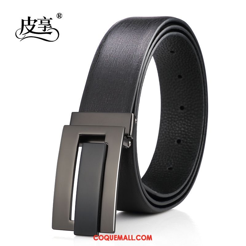 Ceinture Homme Couche De Tête Noir Loisir, Ceinture Cuir Véritable Cuir De Vache