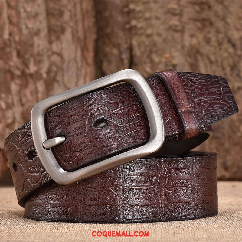 Ceinture Homme Cuir De Vache Alliage Couche De Tête, Ceinture Pure Âge Moyen Dunkel