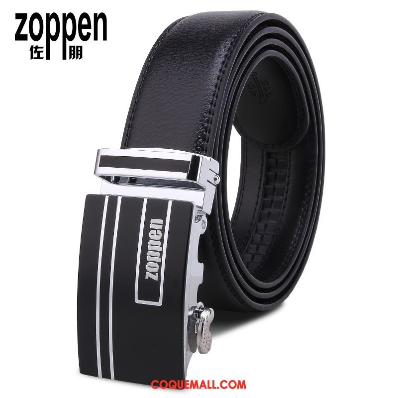 Ceinture Homme Cuir De Vache Boucle Automatique Pure, Ceinture Entreprise Noir