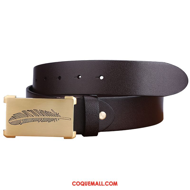 Ceinture Homme Cuir De Vache Tendance Cuir Véritable, Ceinture Lisse Loisir Braun