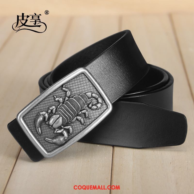 Ceinture Homme Cuir Véritable All-match Argenté, Ceinture Loisir Milieu