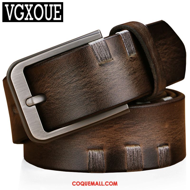 Ceinture Homme Jeunesse Milieu Cuir De Vache, Ceinture Loisir Boucle Hell