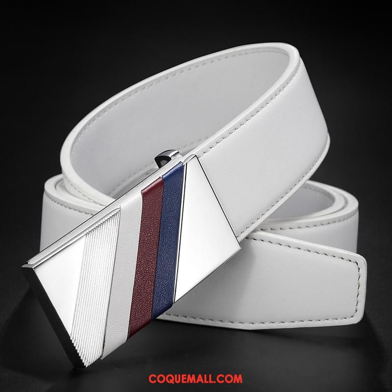 Ceinture Homme Lisse Cuir De Vache Mode, Ceinture Loisir Tendance