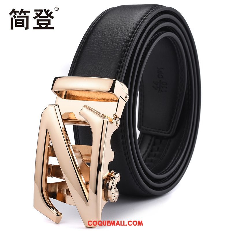 Ceinture Homme Loisir Boucle Automatique Cuir Véritable, Ceinture Cuir De Vache Entreprise