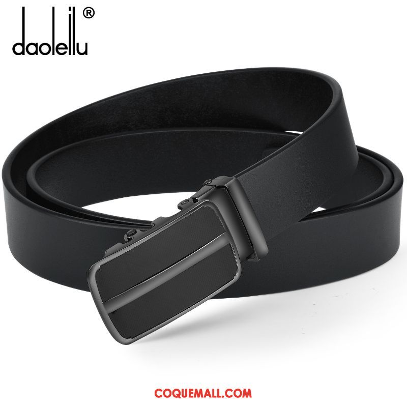 Ceinture Homme Loisir Noir Couche De Tête, Ceinture Cuir De Vache Tendance