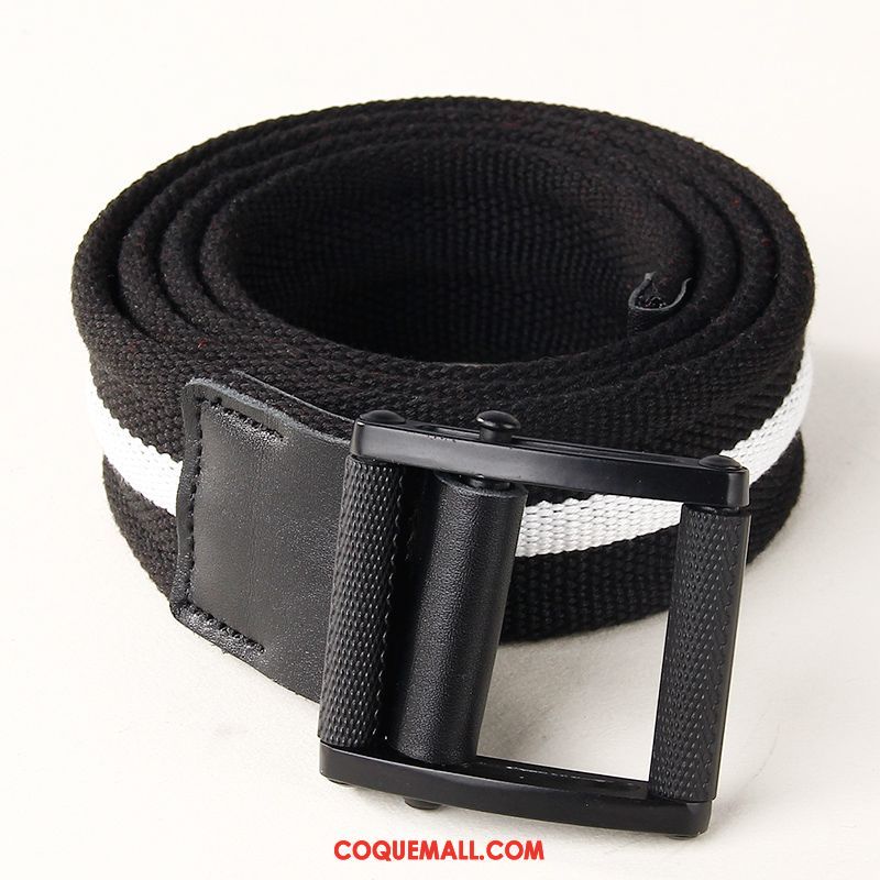 Ceinture Homme Loisir Noir Et Blanc Plus Épais, Ceinture Jeunesse Lisse