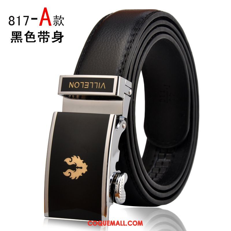 Ceinture Homme Noir Boucle Automatique Cuir De Vache, Ceinture Entreprise Loisir Braun