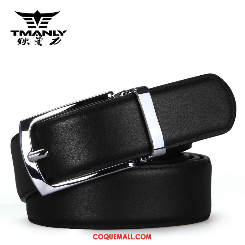 Ceinture Homme Noir Loisir Boucle, Ceinture Entreprise Cuir De Vache