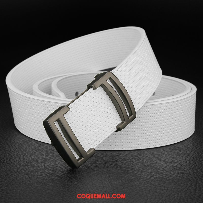 Ceinture Homme Populaire Étudiant Jeunesse, Ceinture Blanc Cuir Véritable