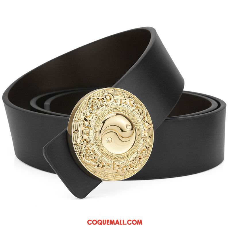 Ceinture Homme Rétro Jeunesse Manuel, Ceinture Cuir De Vache Cuir Véritable Gold