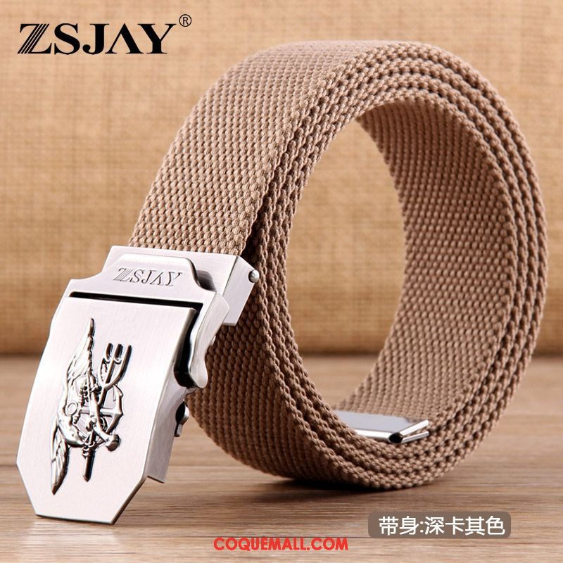 Ceinture Homme Tactique Boucle Automatique Étudiant, Ceinture Tendance Loisir Khaki Dunkel