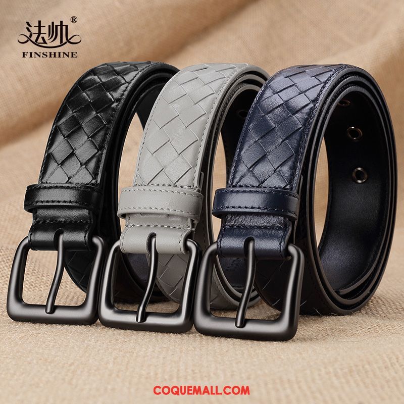 Ceinture Homme Tissage Boucle Couche De Tête, Ceinture Noir Jeunesse