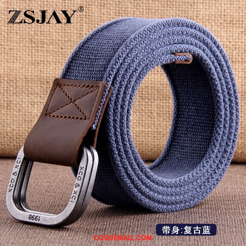 Ceinture Homme Toile Jeunesse Tactique, Ceinture Cuir Véritable Rétro Blau