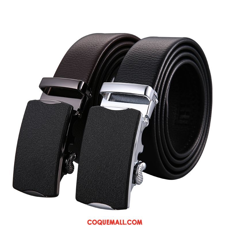 Ceinture Homme Âge Moyen Boucle Automatique All-match, Ceinture Loisir Noir