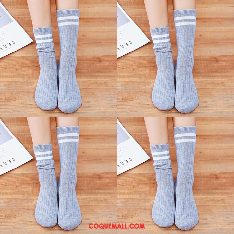 Chaussette Femme Long Stock Section Mince Gris, Chaussette Coton Vent De L'université