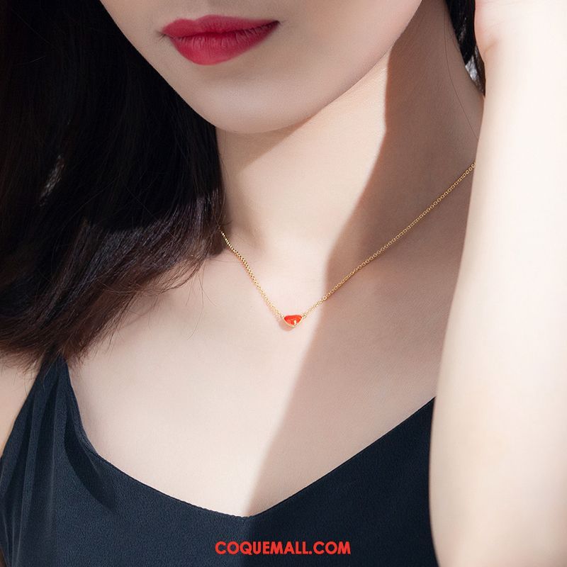 Collier Femme Rouge Petit Étudiant, Collier Réseau Rouge