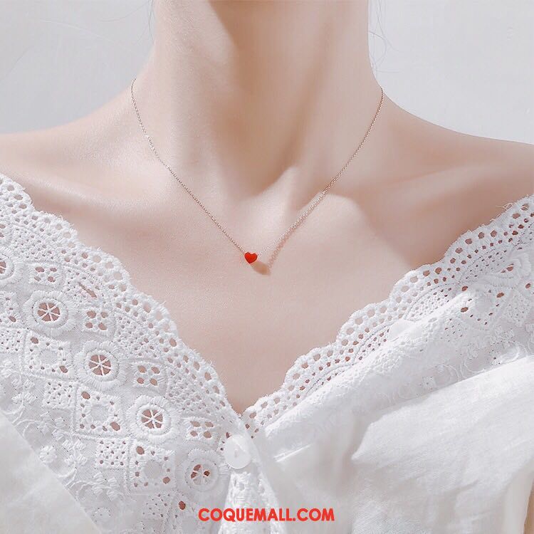 Collier Femme Rouge Rouge Argenté, Collier Étudiant Pure