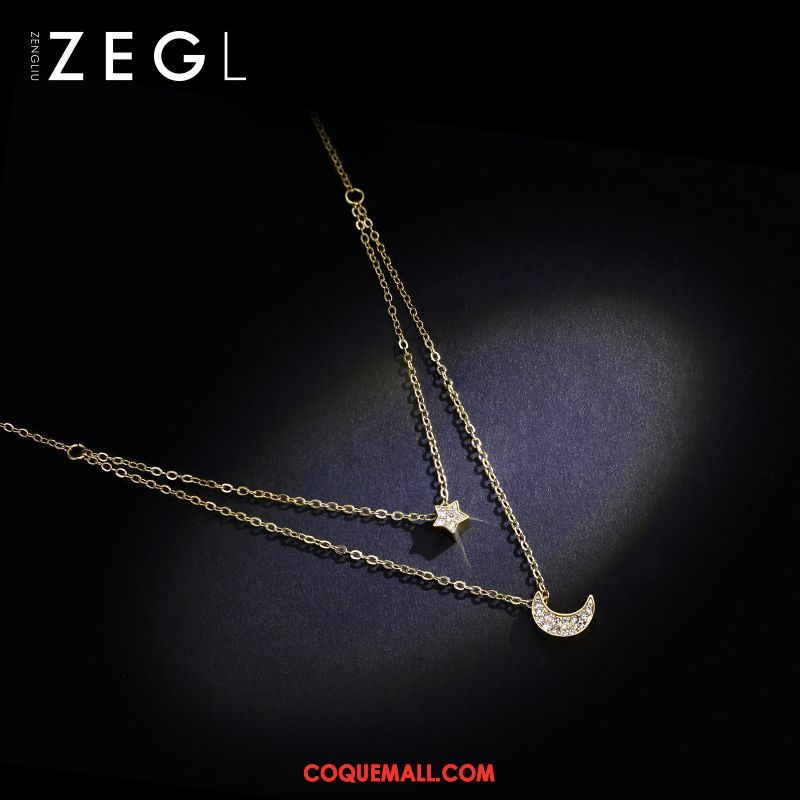 Collier Femme Réseau Couche Double Simple, Collier Pendentif Rouge