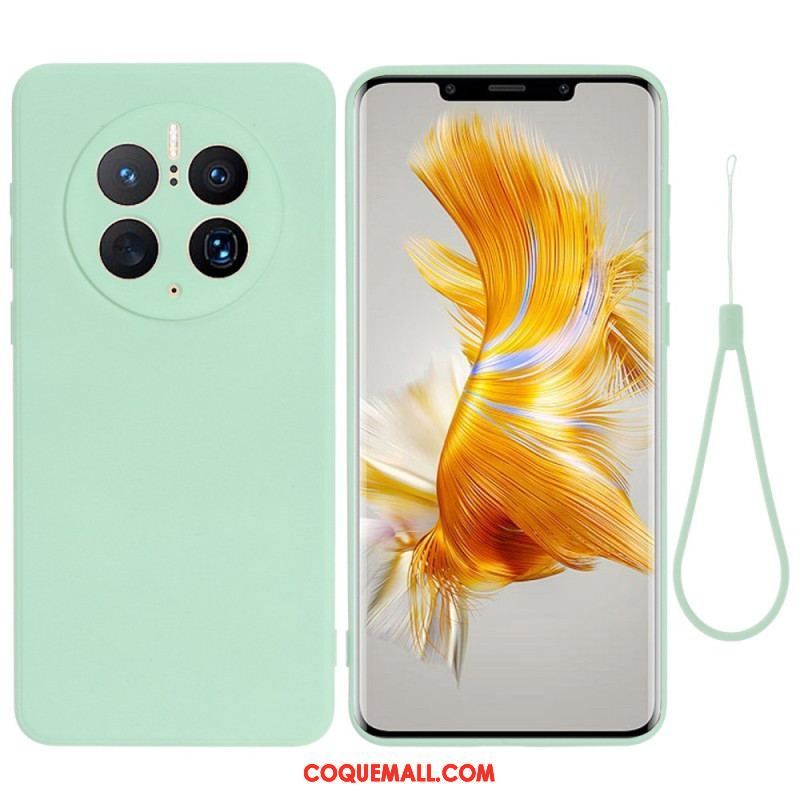 Coque Huawei Mate 50 Pro Silicone Liquide avec Lanière