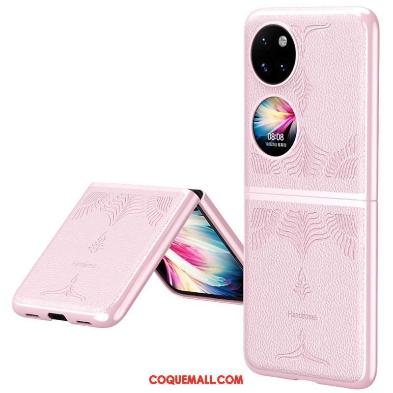 Coque Huawei P50 Pocket Simili Cuir Florale Rétro