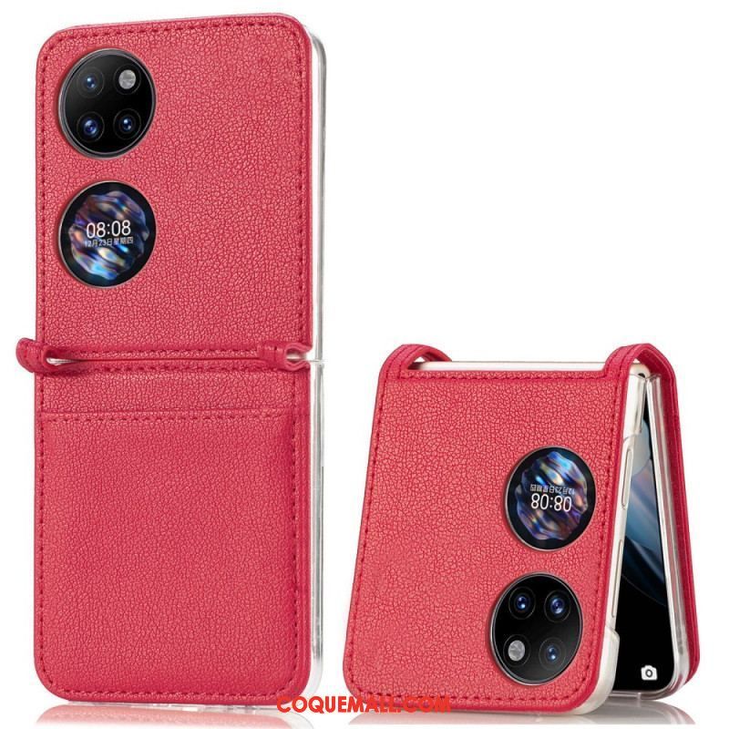 Coque Huawei P50 Pocket Texture Cuir Porte Carte