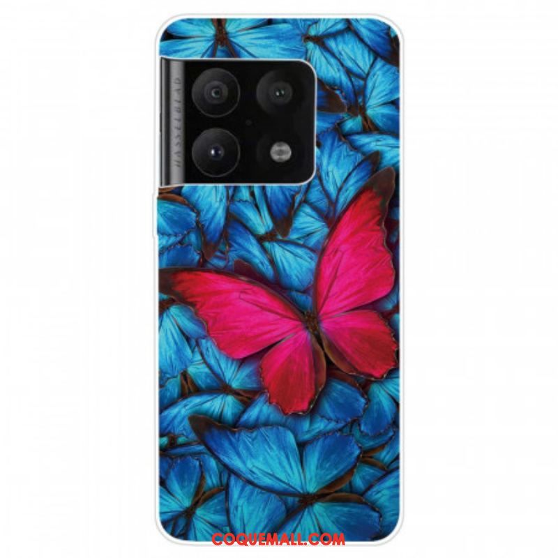 Coque OnePlus 10 Pro 5G Flexible Papillon Fuchsia